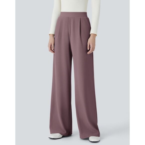 Halara Flex High Waisted Body Sculpt Waist Slimming Wide Leg Waffle Sz Small Pur - Picture 9 of 14